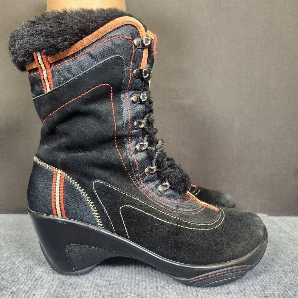 J-41 Pacific Women Size 9M Black Faux Fur Lined Suede Urban Hiking Fashion Boots